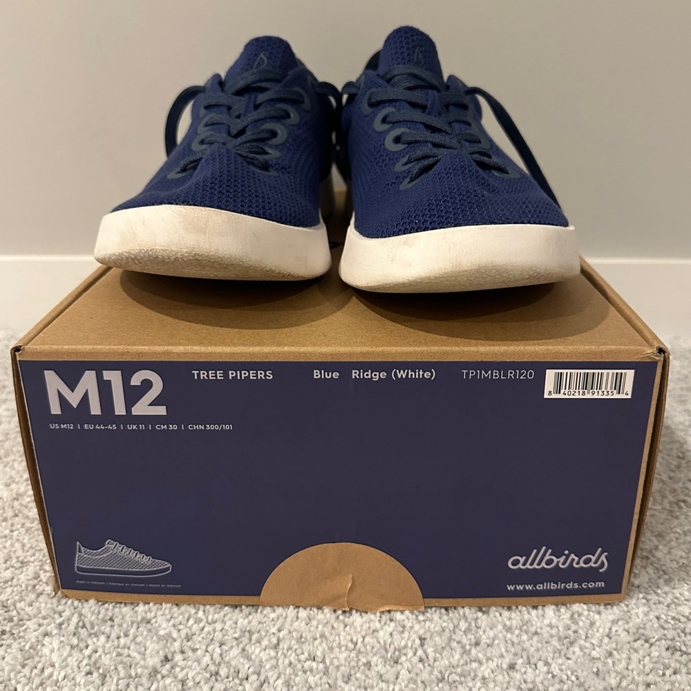 Allbirds Men's Tree Pipers - Blue Ridge (White Sole) - Size 12